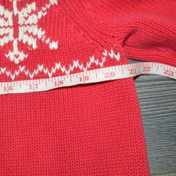 Vintage Lands' End Full Zip Wool Fair Isle Snowflake Christmas Cardigan Sweater - Picture 6 of 10